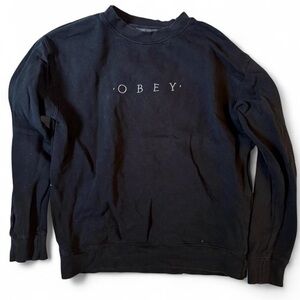 Obey Black Crewneck Sweatshirt with White Logo